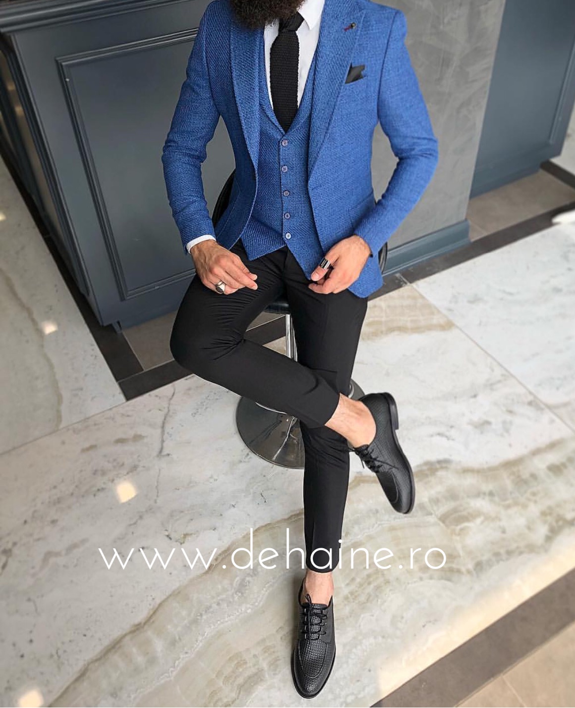 Pantaloni barbati eleganti negri ZR A2114 B-2